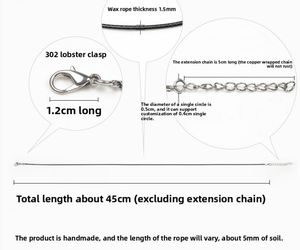 שרשרת אבזם דידי 1.5/2 מ "מ שרשרת עם תליון חבל עור שחור אביזרים חבל עור לבן - Product Image 5