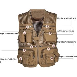 Chaleco de malla de secado rápido para hombre FOXA con múltiples bolsillos para pesca, senderismo, viajes y fotografía - Product Image 3