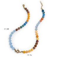 Collier fait main en perles avec fermoir doré, colliers en pierres naturelles multicolores pour femmes