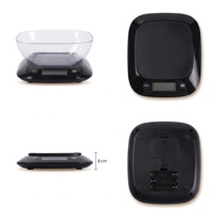 Balance de cuisine LCD 6x2,5 cm avec bol, capacité maximale 5 kg, mode tare, pour ingrédients liquides et pâtisserie à domicile