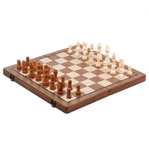 Large Solid Wood Double Queen Magnetic Chess Set,Foldable Checkers Board With Color Box Packaging for Family Game <b>Gift</b> - Product Image 2