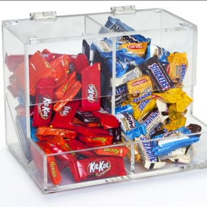 Double Compartments Clear Custom Wholesale Acrylic Carved Candy Food Dispenser Storage Box Hinged Lid Eco-Friendly Durable - Product Image 2