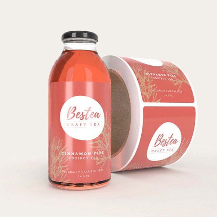 custom design self adhesive logo printed waterproof bottled beverage juice glass bottle label bottle sticker