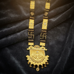 Wholesale 24K Micron Gold Plated AD Stone Long Mangalsutra With Big Pendant, Traditional Wedding AD Mangalsutra. - Product Image 1