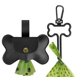 Distributeur de sacs à déjections canines en cuir avec 2 types de clips de laisse, support de sacs à déjections en cuir PU pour chien et animal de compagnie - Product Image 3
