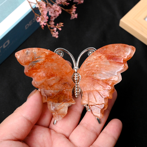 Groothandel Metaal Lichaam Kristal Diverse Vlinder Vleugels Carvings Handgesneden Genezende Kristal Ambachten voor Decoratie - Product Image 1