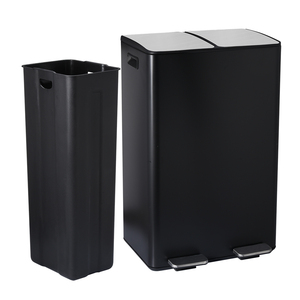 Couvercle à fermeture lente noir doux rester ouvert double deux poubelle à pédale à 2 compartiments peut fournisseur fabricant d'usine - Product Image 2
