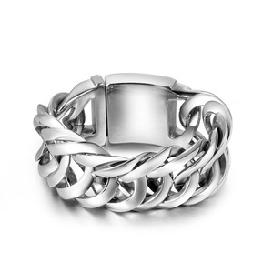 <b>Titanium</b> Steel Men's Bracelet Extra Wide <b>Chain</b> Link Geometric Design Gift Jewelry CE085 - Product Image 1
