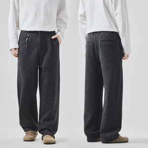 <span class=keywords><strong>Pantalon</strong></span> en <span class=keywords><strong>laine</strong></span> <span class=keywords><strong>tweed</strong></span> ample de style haut de gamme pour <span class=keywords><strong>homme</strong></span>, décontracté et professionnel, en polaire épaisse pour l'hiver - Product Image 4