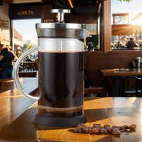 Cafetière à piston française en acier inoxydable résistant à la chaleur et verre borosilicate avec échelle graduée