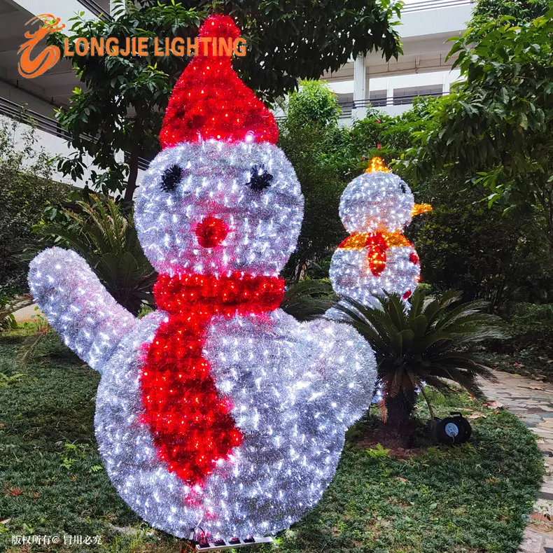 H:3.0M Customize Xmas decor large Outdoor 3d Sculpture Motif LED lighted Christmas Snowman light