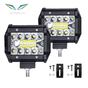 Barra de luz LED impermeable para trabajo, foco reflector para conducción todoterreno, barco, coche, Tractor, camión, 12V, 24V, 60W, 4 pulgadas, 20LED