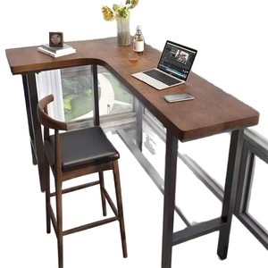 Solid Wood L Shape Bar <b>Table</b> High <b>Table</b> For <b>Balcony</b> Leisure Modern Home Use Durable Design - Product Image 5