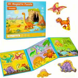 Venta al por mayor, regalo para niños, libros magnéticos, actividades de aprendizaje, juguetes, juego de viaje, dinosaurio, Animal, rompecabezas magnético para niños pequeños - Product Image 2