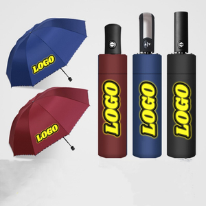 Promotional Gift Suppliers Manufacturer Cheap Custom Umbrella Printed Logo Black Coating Rainproof Automatic 3 Folding Umbrella