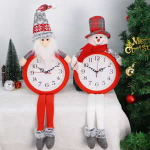 Décoration de Noël en polyester à thème de Noël, horloge décorative, Père Noël, bonhomme de neige, <span class=keywords><strong>rennes</strong></span>, gnomes en peluche, décoration polyvalente pour mur/plateau, décoration intérieure - Product Image 4