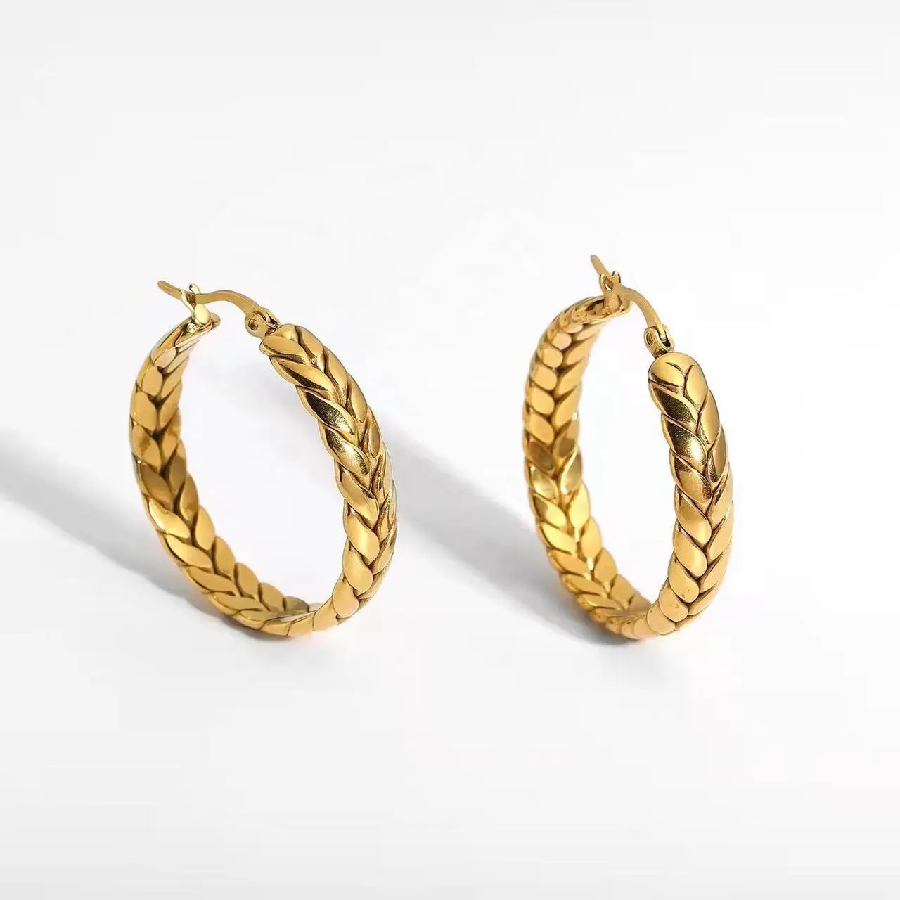 Modern Bohemian Woven Stainless Steel 18k Gold Hoop Earring For Women Boho Elegant Dangle Earrings Jewelry Wholesale Dropship Popular jewelry