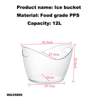Seaux à glace en plastique transparent 4L/8L/12L Acrylique Ovale Party Tub Wine Cooler Beer Chiller Bucket for Parties Home Bar Cafe Use