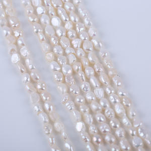 Perlas de Agua Dulce Naturales de Forma Barroca de 5-6 mm, Blancas, con Doble Cara Brillante, Orificio Recto, Semi-Acabadas, al por Mayor - Product Image 3