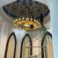 Lustre rond de grande taille pour église, grand luminaire de luxe en or, mosquée arabe, lampe suspendue pour hôtel, banquet