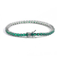 Cadena de Eslabones de Zirconia Verde de 4mm Estilo Hip-Hop Europeo y Americano, Collar para Hombre y Mujer, Cadena Tenis, Accesorio Transfronterizo