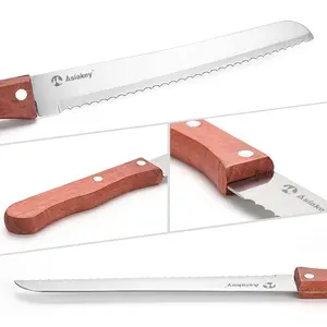 Wholesale Kitchen High Quality Stainless Steel Saw Bread Knife With Bamboo Wooden Handle
