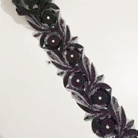 Vente en Gros Galon de Dentelle Luxe Perlé Accessoires de Couture Dentelle Brodé de Paillettes 3D pour Vêtements A400