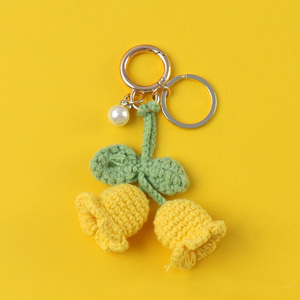 <span class=keywords><strong>Porte</strong></span>-clés fleur de Convallaria colorée au crochet, accessoire suspendu pour rétroviseur de voiture, pendentif macramé tulipe tissé à la main - Product Image 4