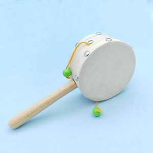 Wholesale Natural Blank Rattle <b>Drum</b> Double-sided Plain Sheepskin Surface For Calming Newborn - Product Image 2