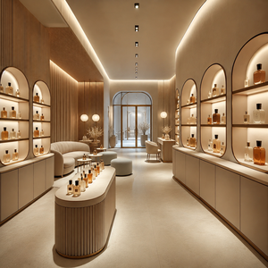 Aménagement de boutique de parfums, présentoir sur mesure pour parfums, comptoir de vente en bois pour projet d'aménagement intérieur de magasin de parfums - Product Image 5