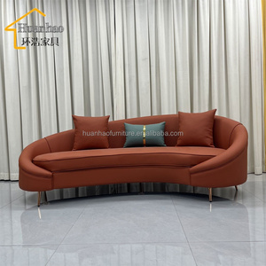 Sofá Curvo en Forma de C de Cuero Italiano de Lujo, Sofá de Salón para Sala de Espera, Sofá de Media Luna para Sala de Estar, Sin Reseñas Aún - Product Image 1