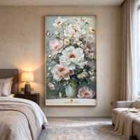 Vas Bunga Peony Kanvas Seni Dinding Lukisan Pemandangan Kristal Porselen Lukisan Lanskap Poster Cetak dengan Bingkai untuk Dekorasi Rumah