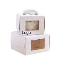 Boîte cadeau personnalisée pour gâteau tiramisu, emballage biodégradable fait main, individuelle, carrée, 4 pouces, avec impression de logo et poignée