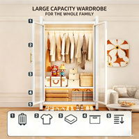 Armoire ouverte en métal, organisateur de vêtements à 3 niveaux, porte-manteau pour chambre, salon, appartement, supermarché