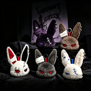 Promotion Porte-clés en peluche Lapin effrayant et mignon, 4 pouces, moelleux et câlin, jouet de distributeur automatique d'octobre pour salles d'arcade - Product Image 1