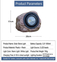 Lampe solaire extérieure étanche en résine imitation roche pour jardin, allée, pelouse, cour, allée de voiture, éclairage paysager