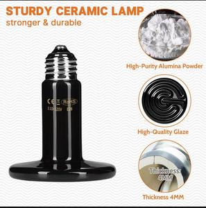 Lò sưởi gốm hồng ngoại xa 120V-220V 25W 50W 75W 150W 200W cho gà rùa thằn lằn bò sát đèn nhiệt - Product Image 2