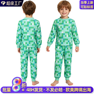 Conjunto de Ropa Deportiva para Niños Minecraft, Estilo Bloques Verdes, Manga Larga, Pantalones Deportivos, Ropa para Niños - Product Image 2
