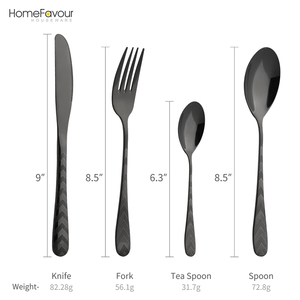 Knife <strong>Spoon</strong> <strong>Fork</strong> Set Black Plating Cutlery Stainless Steel Flatware Sets Cutlery Set <strong>With</strong> Design Laser <strong>Pattern</strong> - Product Image 5