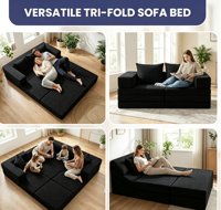 Konvertierbares Schlafsofa, Klappbares Schlafsofa - Knochenloses Faltbares Sofa, Cord mit 2 Kissen für Wohnzimmer & Schlafzimmer