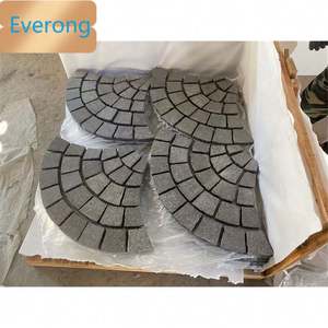 شكل مروحة متشابكة G684 من حجر البازلت الأسود مرصع بالحصى على شبكة لأرضيات مسار الحديقة - Product Image 4