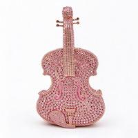Sac de soirée rigide en forme de violon, entièrement orné de strass, idéal pour mariages et banquets