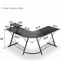 Table de jeu PC en forme de L sur mesure en gros, bureau d'ordinateur d'angle debout, adapté aux bureaux à domicile et aux chambres à coucher
