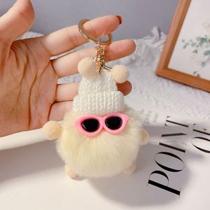 Cute Rabbit Plush Coal Ball <b>Key</b> <b>Chain</b> Personalized Creative Cartoon Toy Plush Ball Car Accessories Keychain for Bag Pendant - Product Image 5