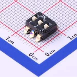 TO-03 DIP Switch SMD-6P,6.3x7.6mm Switch Flat Toggle, Raised Type 3 2.54mm Black - Product Image 1