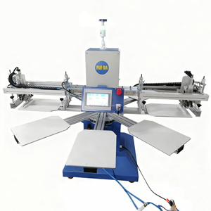 เครื่องพิมพ์สกรีนเสื้อยืดแบบหมุนอัตโนมัติ <span class=keywords><strong>2</strong></span> สี <span class=keywords><strong>8</strong></span> สถานี สำหรับพิมพ์โลโก้ขนาดเล็ก ป้าย ถุงสินค้า - Product Image 5
