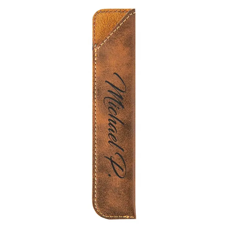 High Quality Laser Engraved Monogrammed Name PU Leather Pen Pouch Protective Sleeve Handmade Personalized Custom Pencil Cases