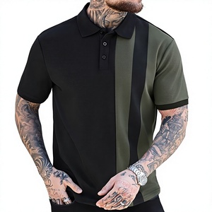 Men's Color Blocked Striped Cotton Breathable for Shirt Short Sleeve Knitted Golf Style Regular Fit Custom Logo Front Black - Product Image 6