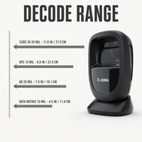 Lecteur de codes-barres omnidirectionnel compact avec support réglable et câble USB pour comptoirs de magasin, commandes d'échantillons et commandes en gros