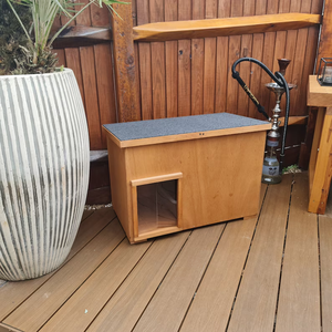 Casa de madera moderna hecha a mano para gatos con bandeja de fácil limpieza, bandeja grande para ARENA y contenedor, diseño especial para uso en exteriores - Product Image 1